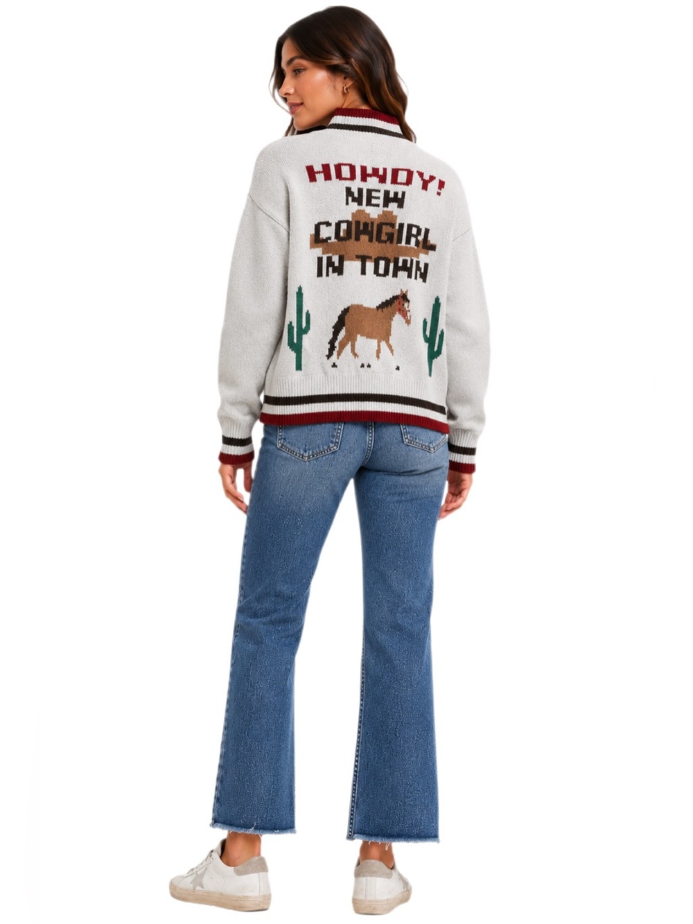 LE LIS Collection Howdy New Cowgirl in Town Western Zip Cardigan Women’s Size S